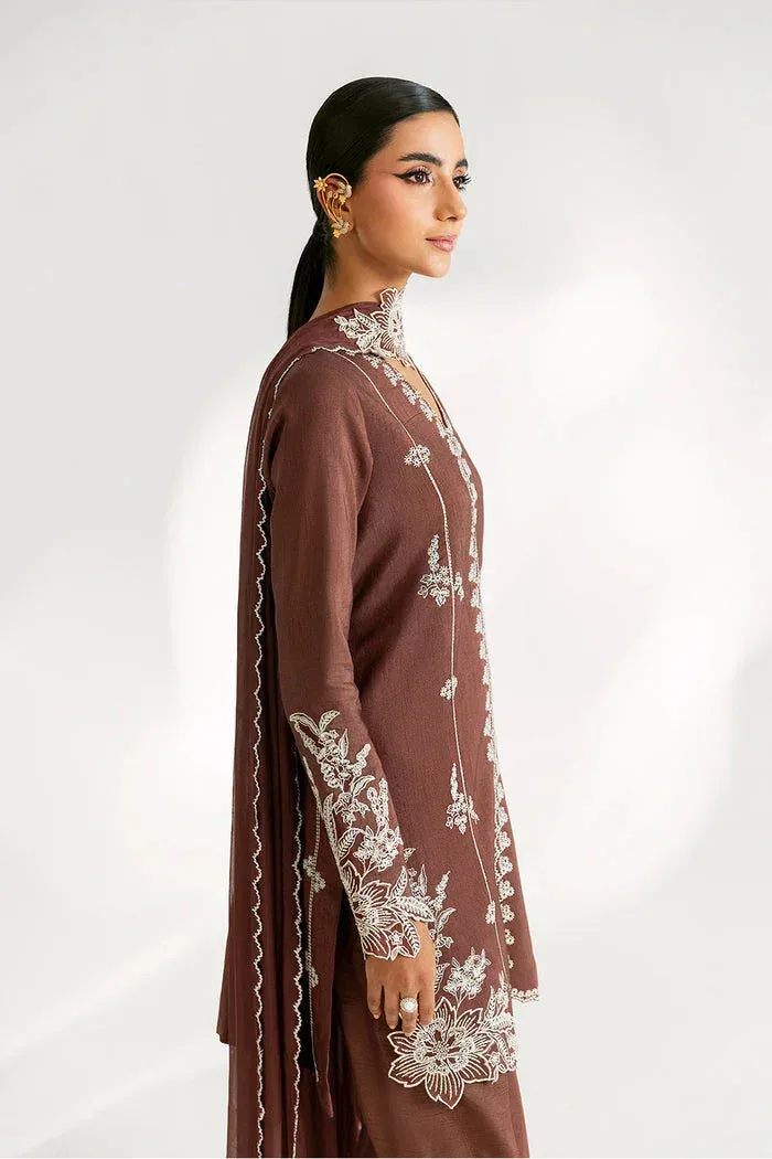 Saira Rizwan Silk Pret 25 Dull Brown Raw Silk – view 4 – Poshaq