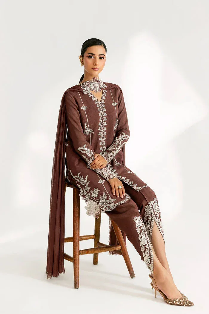 Saira Rizwan Silk Pret 25 Dull Brown Raw Silk – view 5 – Poshaq
