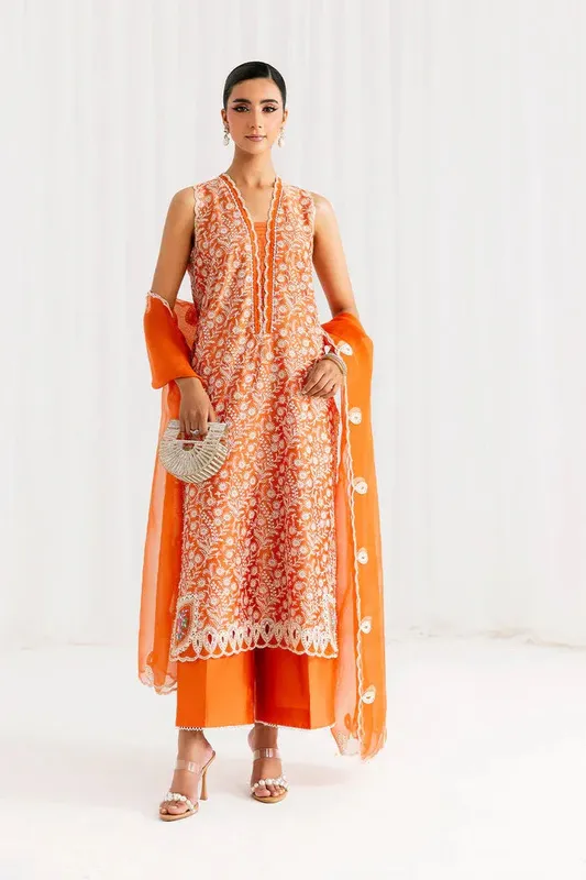 Saira Rizwan Silk Pret 25 Orange Organza – view 1 – Poshaq