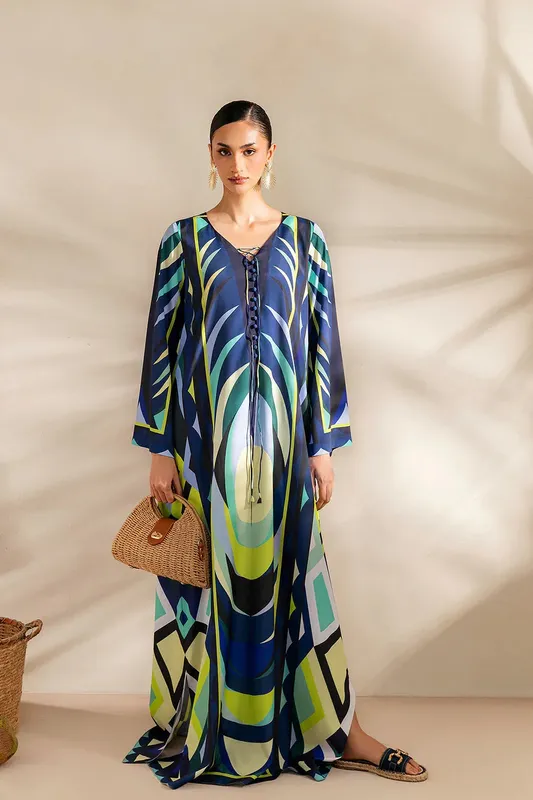 Saira Rizwan Silk Coords 25 Royal Blue Silk – view 1 – Poshaq