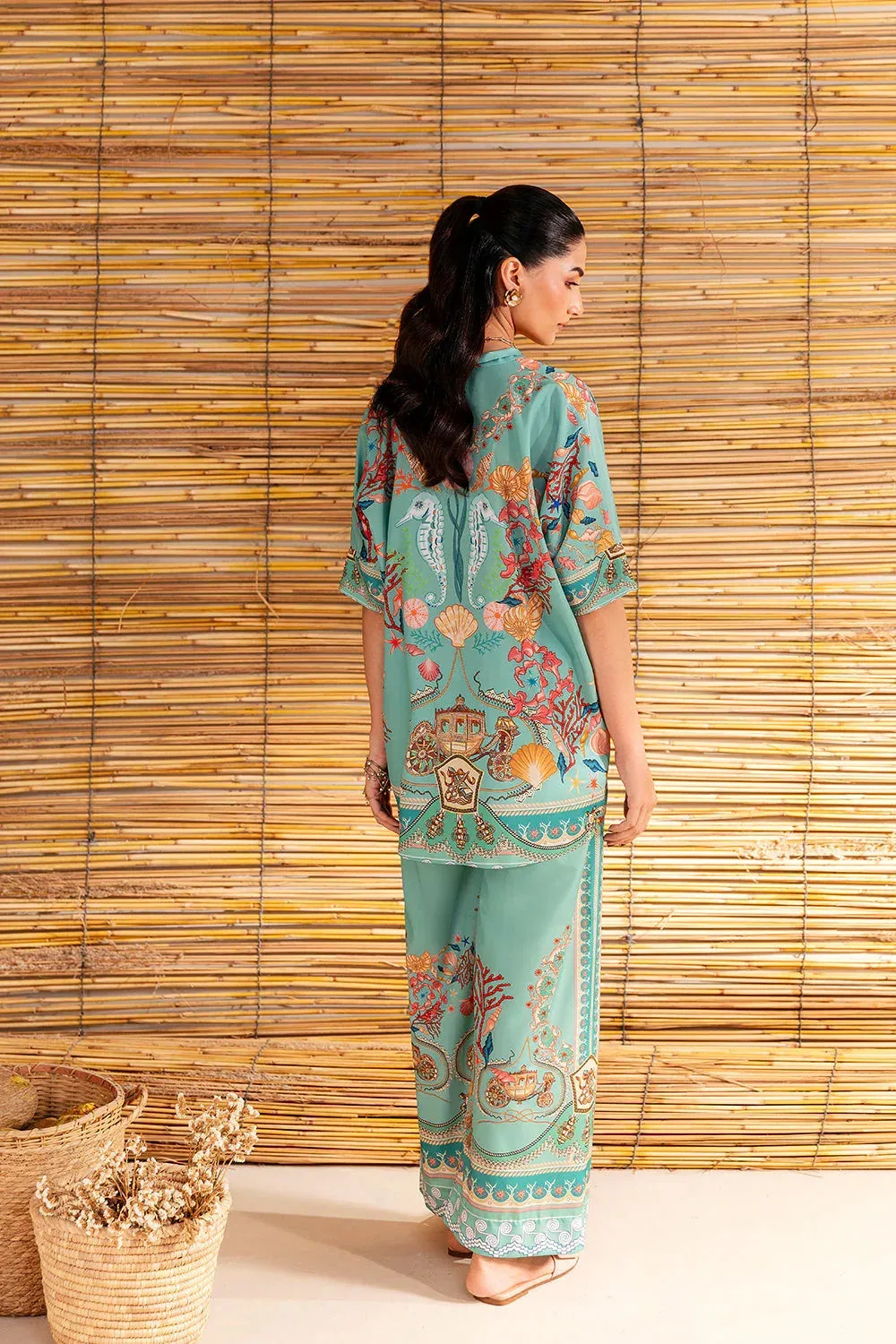 Saira Rizwan Silk Coords 25 Aqua Silk – view 2 – Poshaq