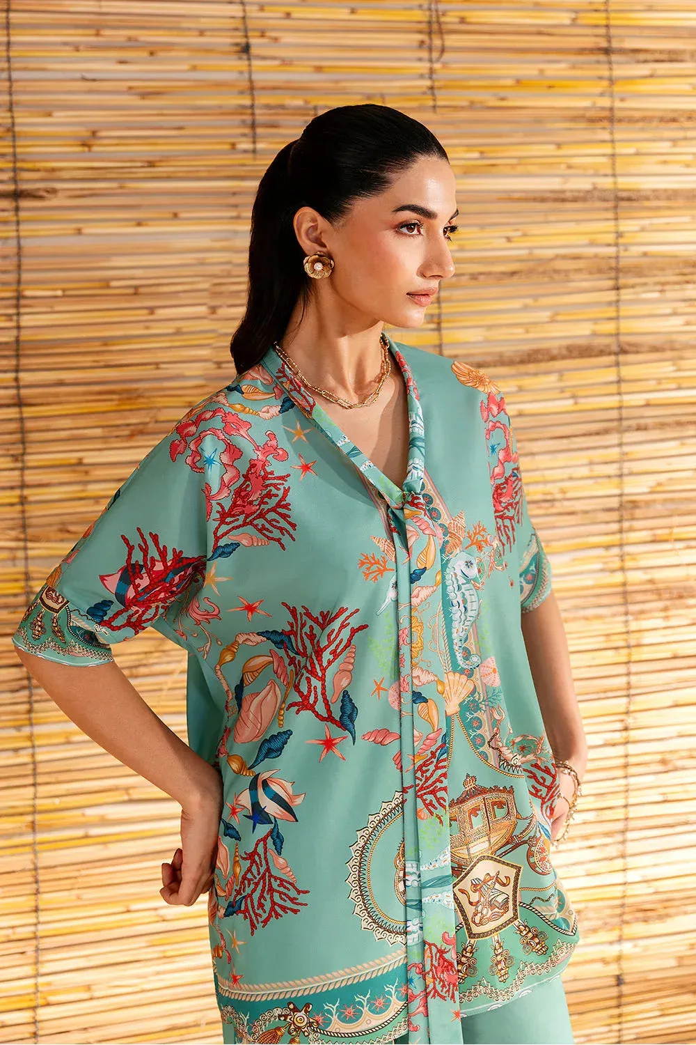 Saira Rizwan Silk Coords 25 Aqua Silk – view 3 – Poshaq