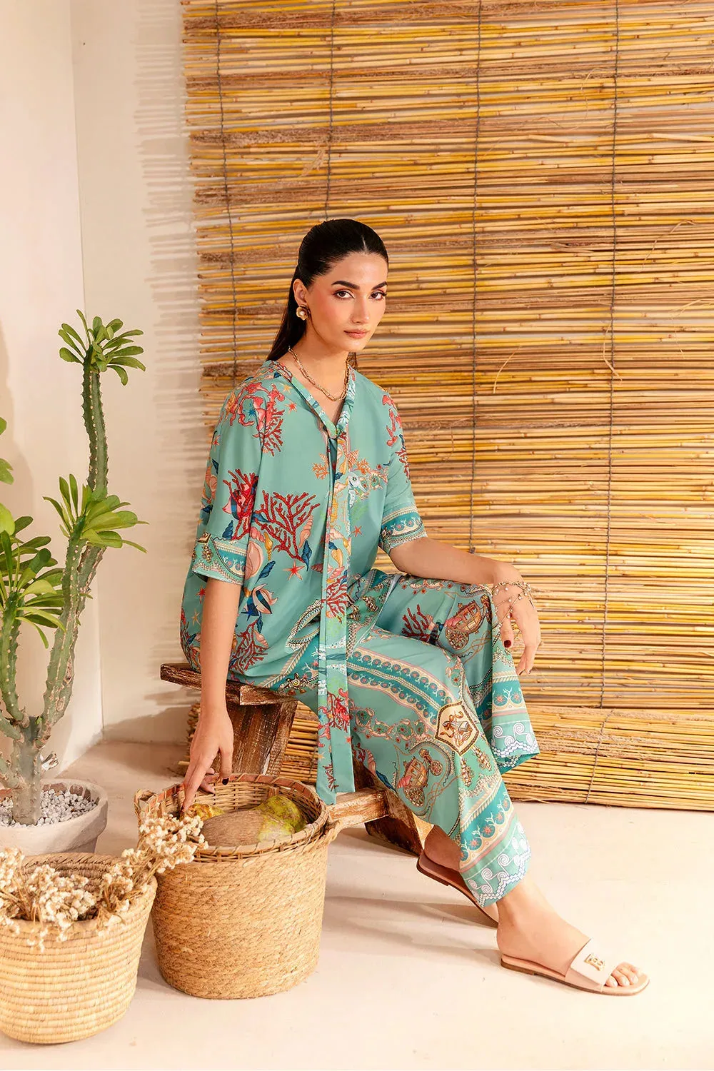 Saira Rizwan Silk Coords 25 Aqua Silk – view 5 – Poshaq