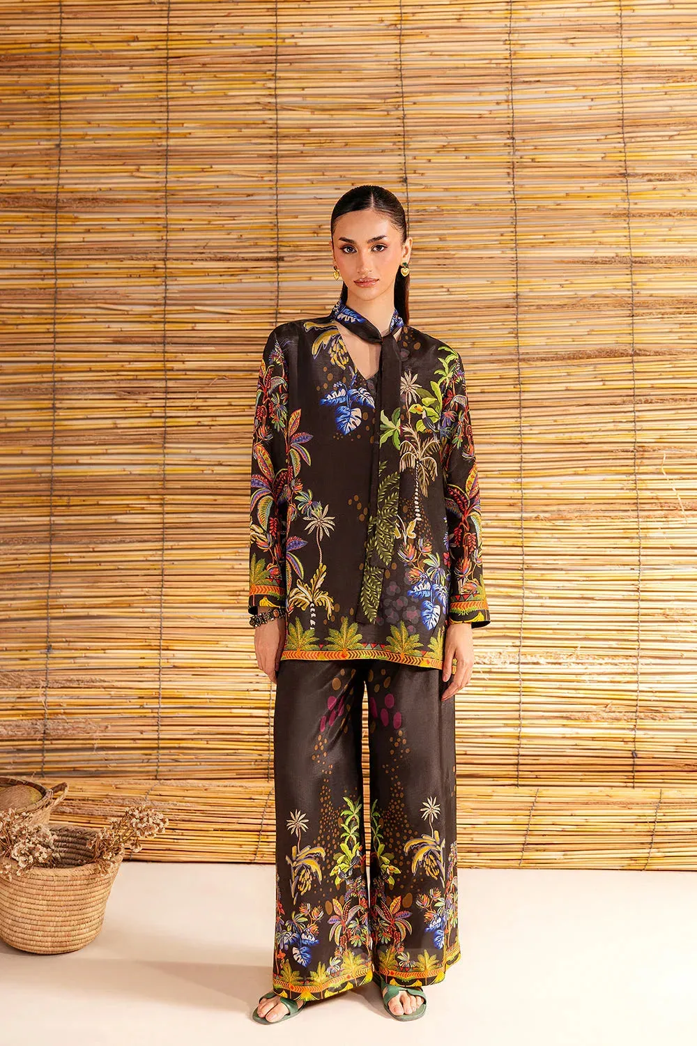Saira Rizwan Silk Coords 25 Black Crepe – view 1 – Poshaq