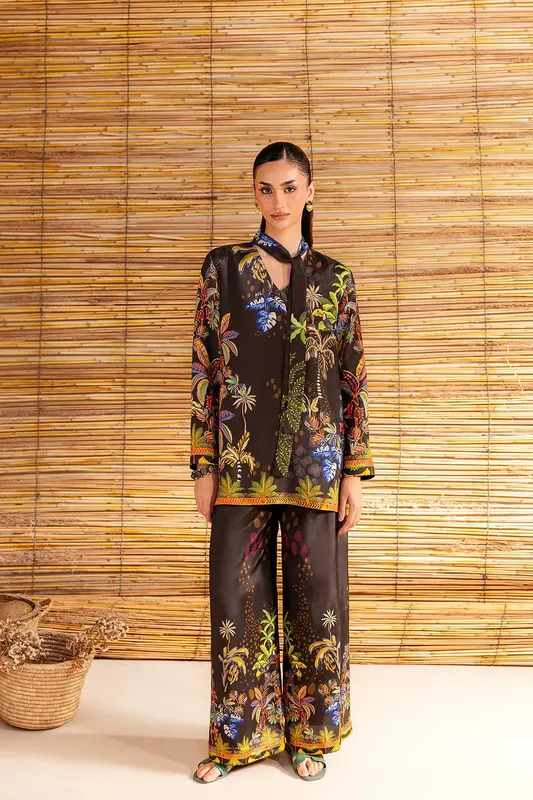Saira Rizwan Silk Coords 25 Black Crepe – view 1 – Poshaq