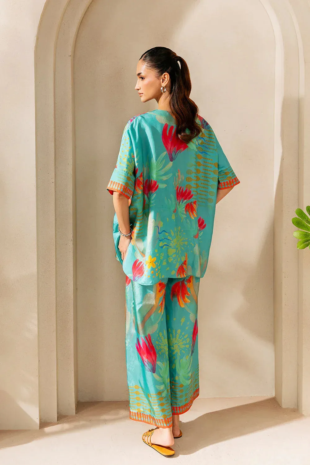 Saira Rizwan Silk Coords 25 Light Teal Silk – view 2 – Poshaq