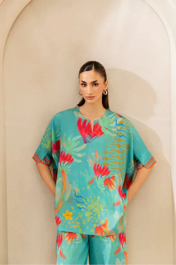 Saira Rizwan Silk Coords 25 Light Teal Silk – view 3 – Poshaq