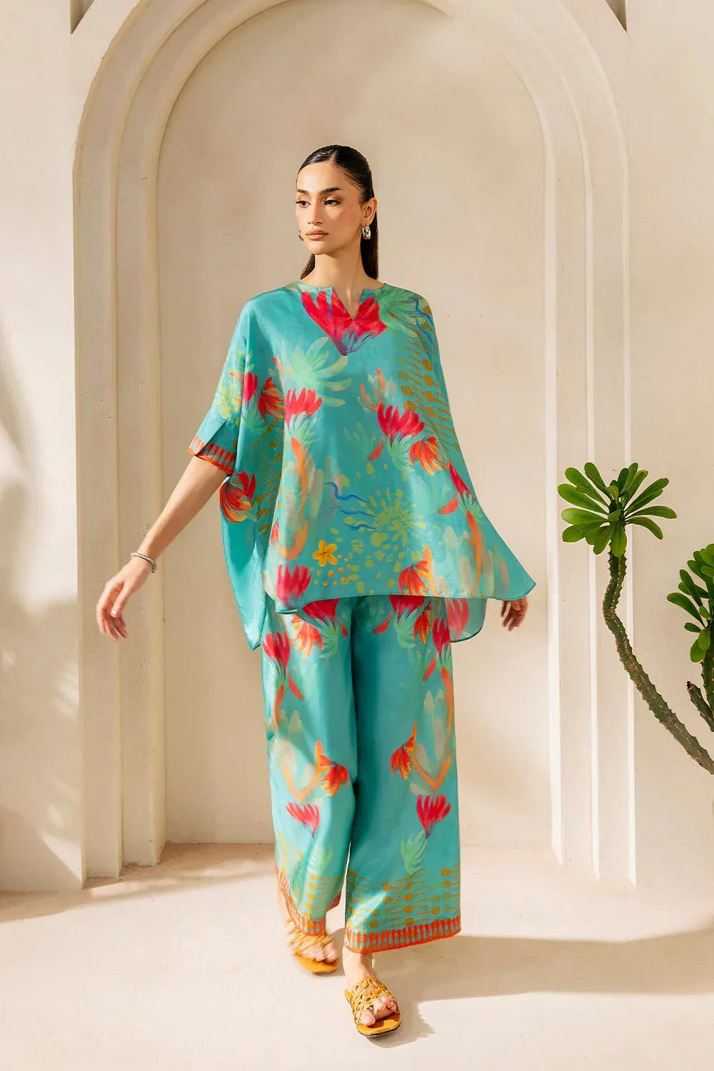 Saira Rizwan Silk Coords 25 Light Teal Silk – view 5 – Poshaq