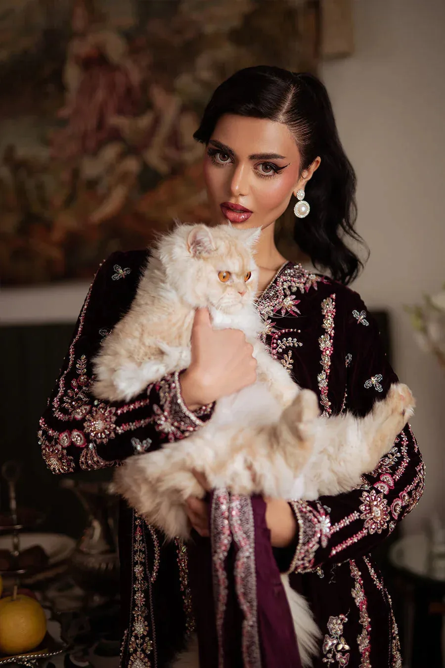 Saira Rizwan Velvet Pret 25 Burgundy Velvet – view 6 – Poshaq