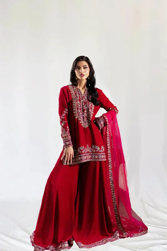 Saira Rizwan Velvet Pret 25 Red Velvet – view 1 – Poshaq