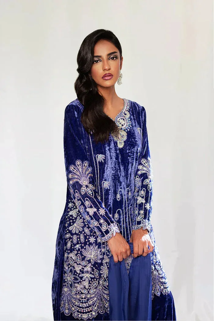 Saira Rizwan Velvet Pret 25 Royal Blue Velvet – view 2 – Poshaq