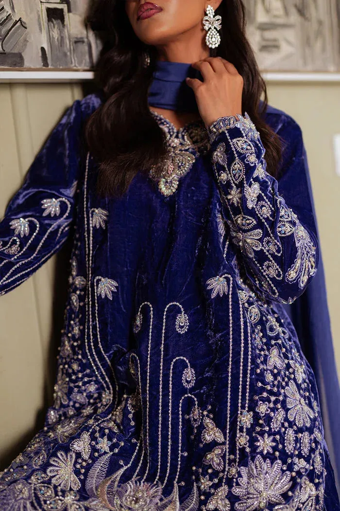 Saira Rizwan Velvet Pret 25 Royal Blue Velvet – view 3 – Poshaq
