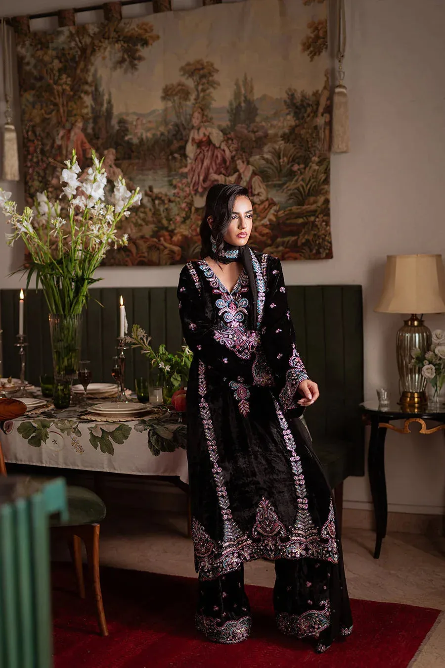 Saira Rizwan Velvet Pret 25 Black Velvet – view 2 – Poshaq