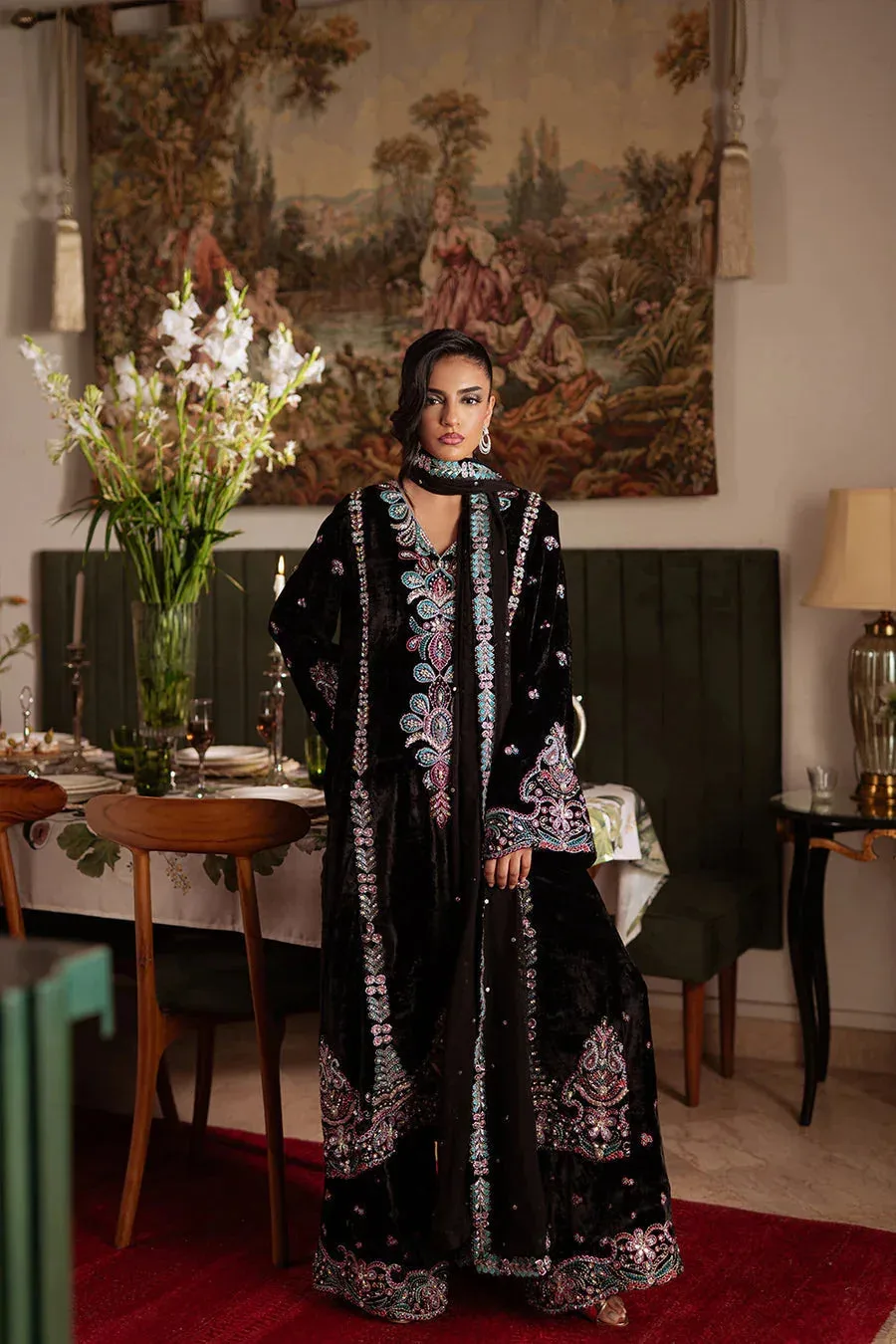 Saira Rizwan Velvet Pret 25 Black Velvet – view 3 – Poshaq
