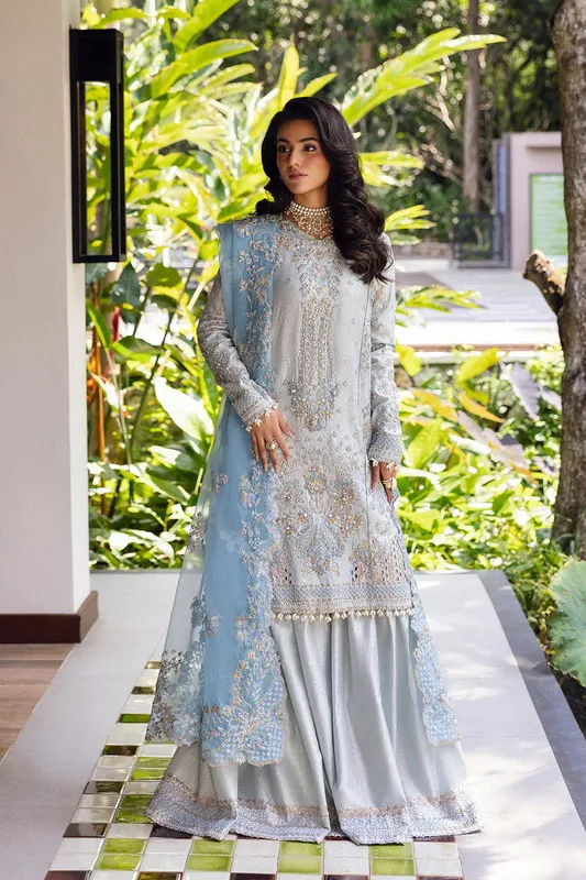 Saira Rizwan Wedding 2025 Ice Blue Organza – view 1 – Poshaq