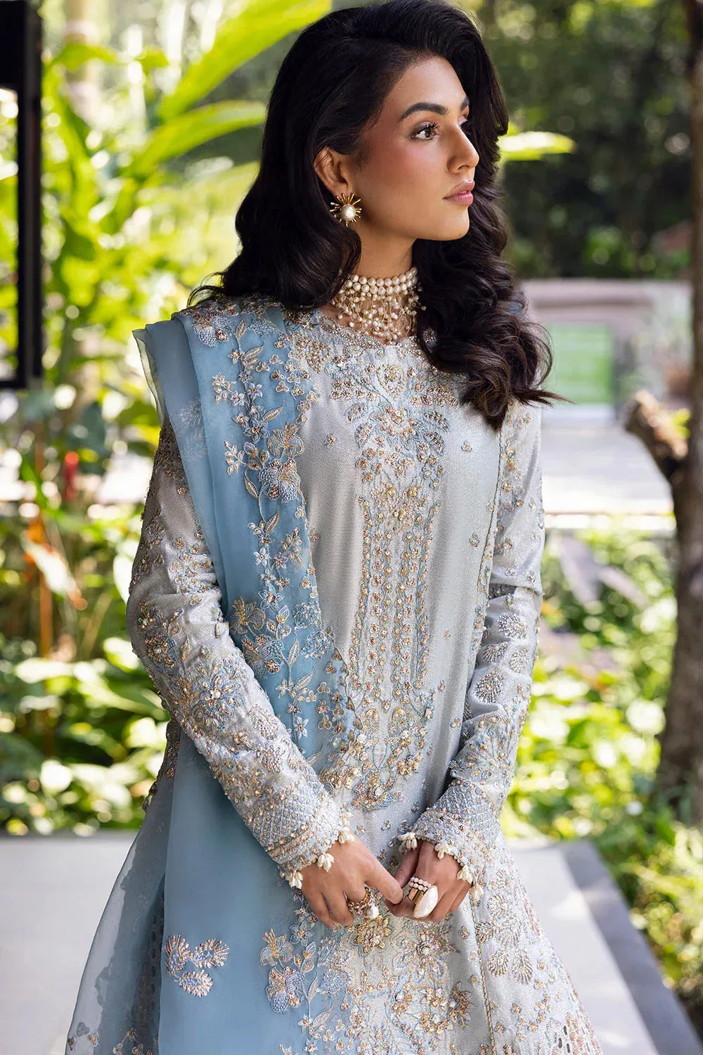 Saira Rizwan Wedding 2025 Ice Blue Organza – view 3 – Poshaq