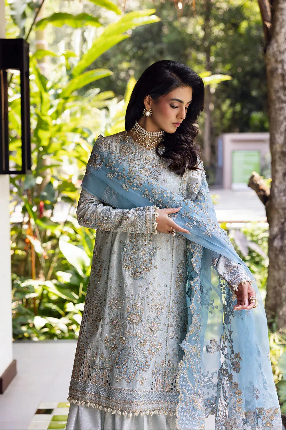 Saira Rizwan Wedding 2025 Ice Blue Organza – view 4 – Poshaq