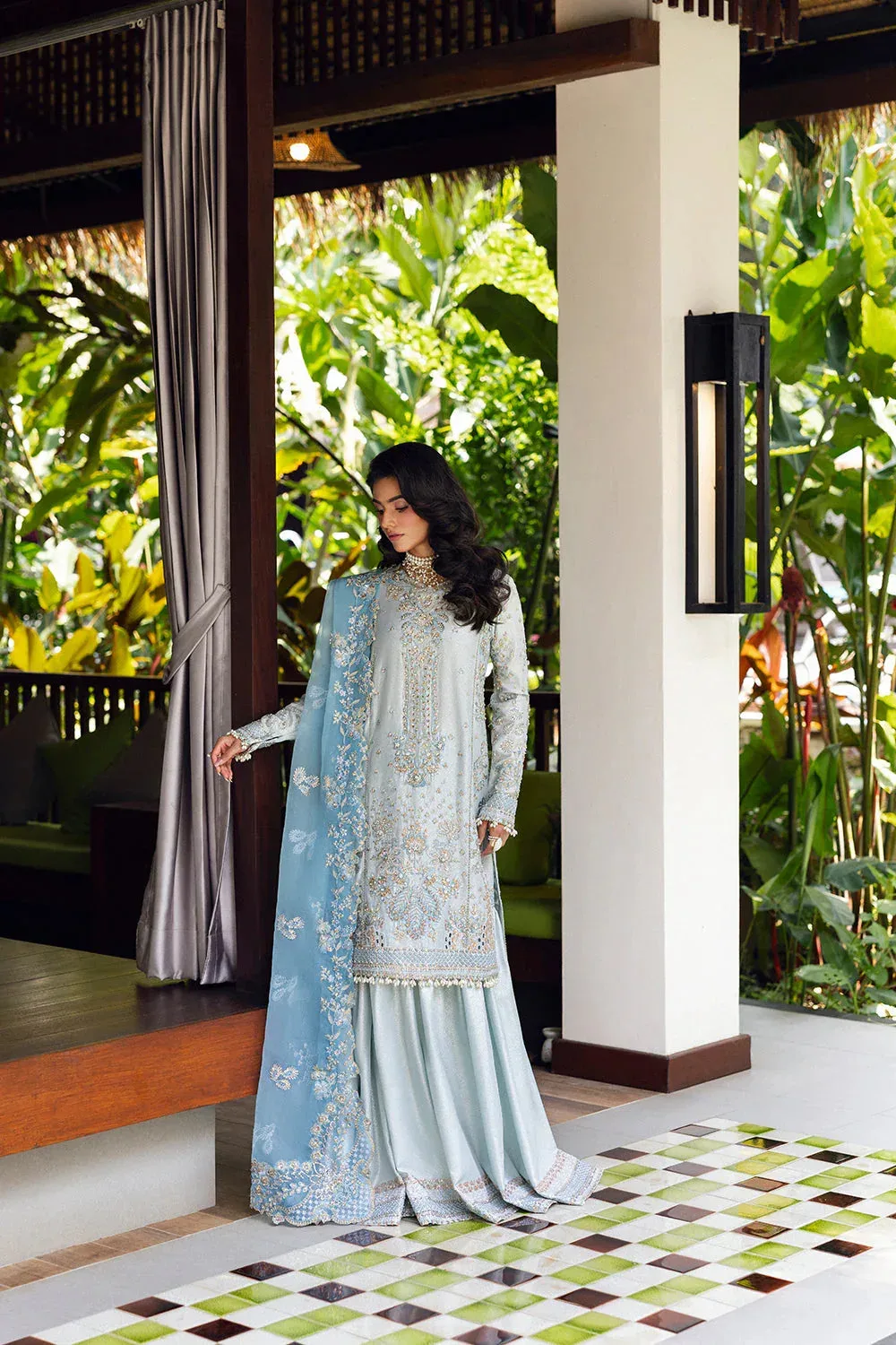 Saira Rizwan Wedding 2025 Ice Blue Organza – view 5 – Poshaq