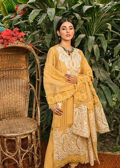 Saira Shakira Luxury Pret Mustard Yellow Organza – view 1 – Poshaq