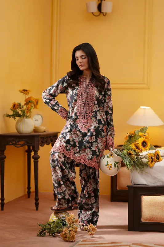 Saira Rizwan Joolie Co ords Black Lawn – view 1 – Poshaq