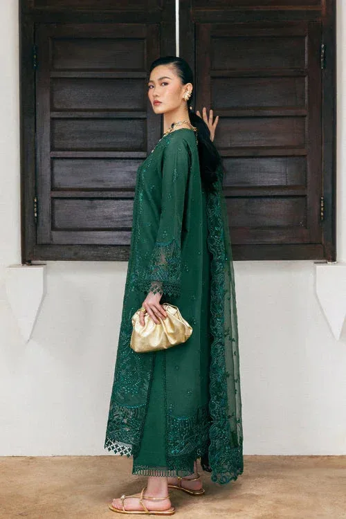 Saira Rizwan Sajri Festive Emerald Green Organza – view 2 – Poshaq