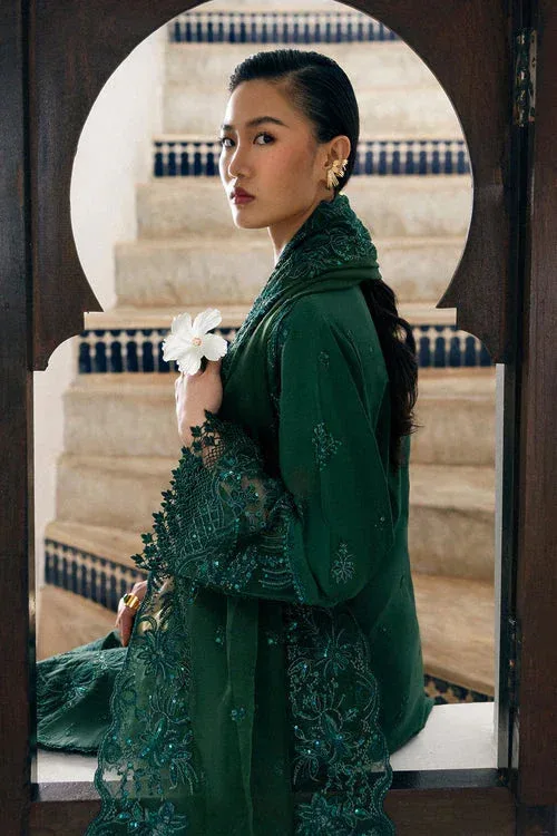 Saira Rizwan Sajri Festive Emerald Green Organza – view 3 – Poshaq