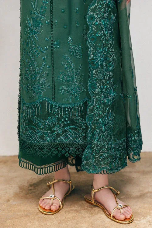 Saira Rizwan Sajri Festive Emerald Green Organza – view 4 – Poshaq