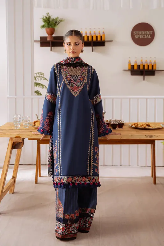 Saira Rizwan Laanem Summer Lawn 25 Navy Cambric – view 1 – Poshaq