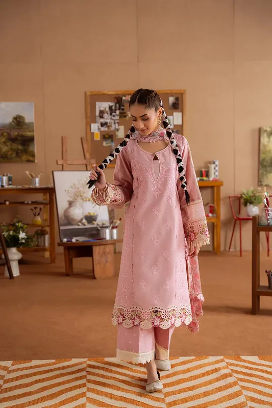 Saira Rizwan Laanem Summer Lawn 25 Pink Chiffon – view 1 – Poshaq