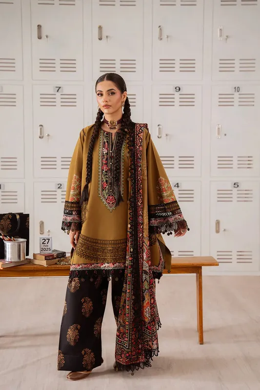 Saira Rizwan Laanem Summer Lawn 25 Coffee Cambric – view 1 – Poshaq