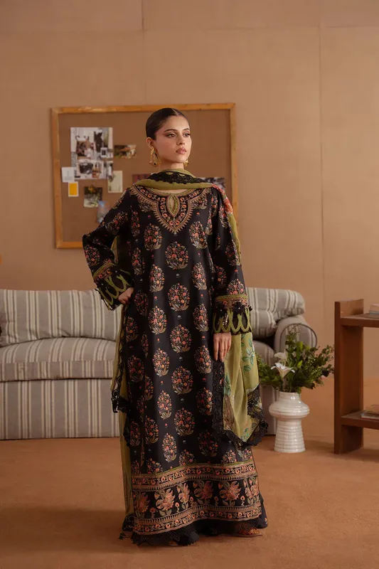 Saira Rizwan Laanem Summer Lawn 25 Black Chiffon – view 1 – Poshaq