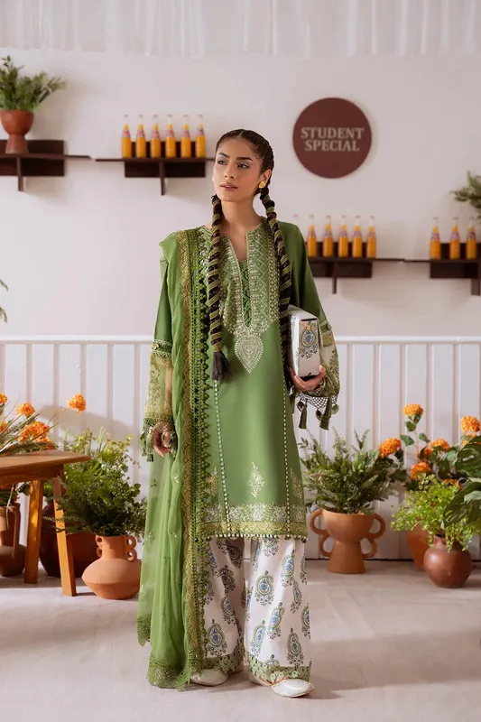Saira Rizwan Laanem Summer Lawn 25 Pastel Green Chiffon – view 1 – Poshaq