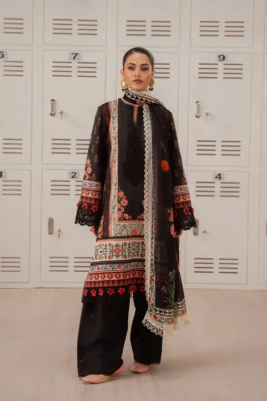 Saira Rizwan Laanem Summer Lawn 25 Black Cambric – view 1 – Poshaq