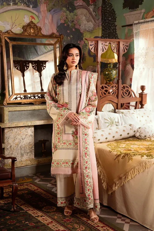 Saira Rizwan Dahini Silk Pret Beige Raw Silk – view 1 – Poshaq