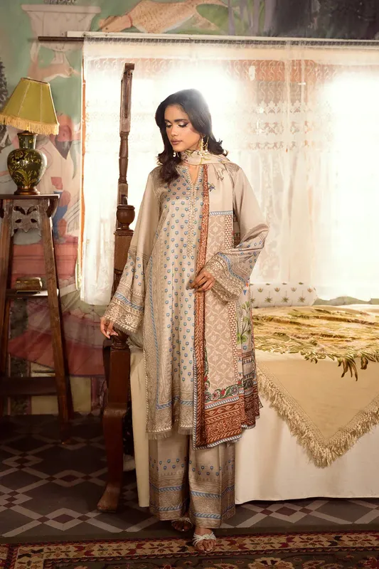 Saira Rizwan Dahini Silk Pret Beige Raw Silk – view 1 – Poshaq