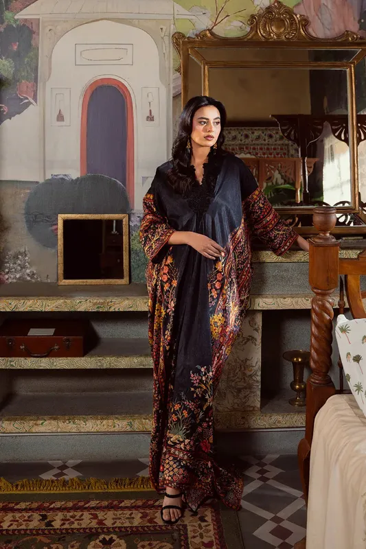 Saira Rizwan Dahini Silk Pret Black Silk – view 1 – Poshaq