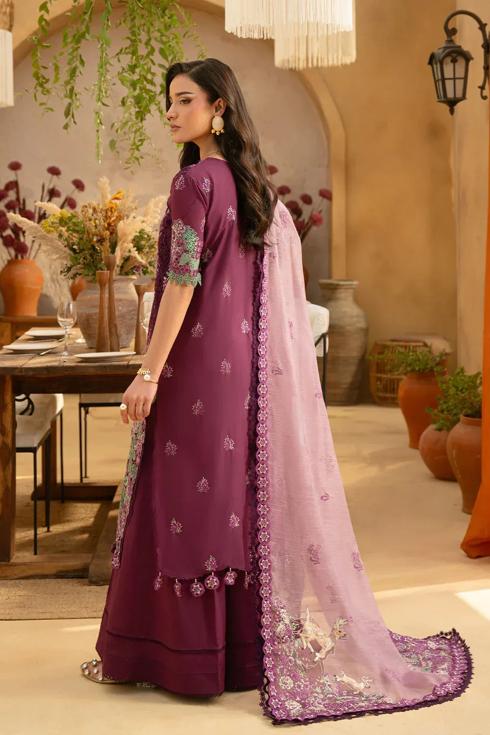 Saira Rizwan Luxury Lawn 25 Plum Organza – view 2 – Poshaq