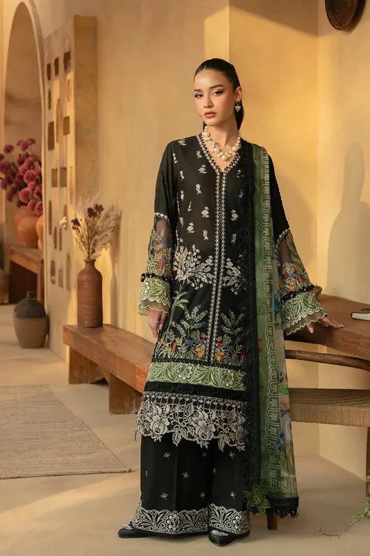 Saira Rizwan Luxury Lawn 25 Black Organza – view 1 – Poshaq