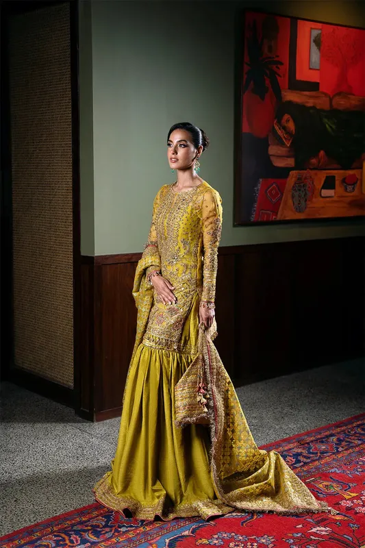 Saira Rizwan Festive Formals 24 Gold Raw Silk – view 1 – Poshaq