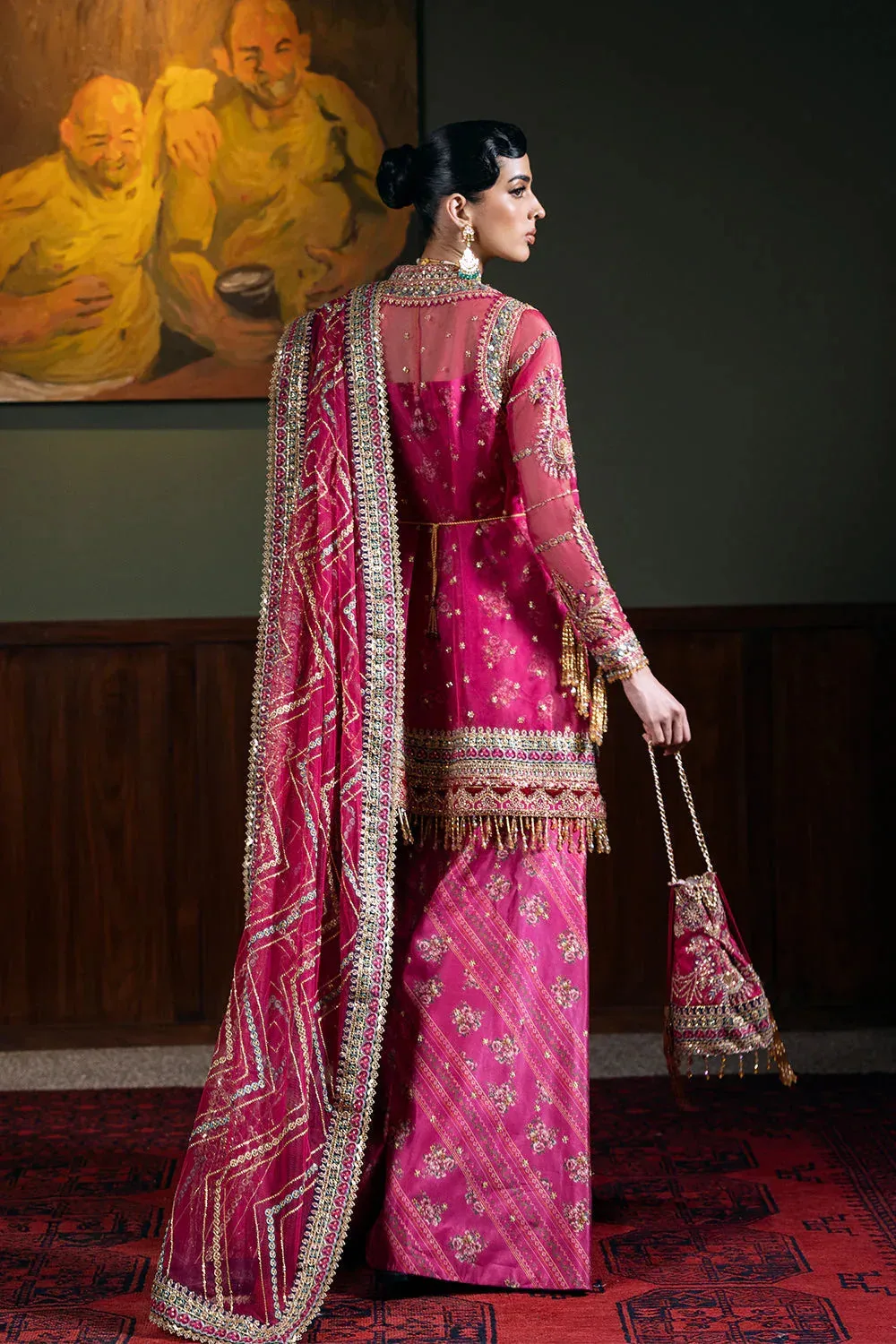 Saira Rizwan Festive Formals 24 Magenta Raw Silk – view 2 – Poshaq