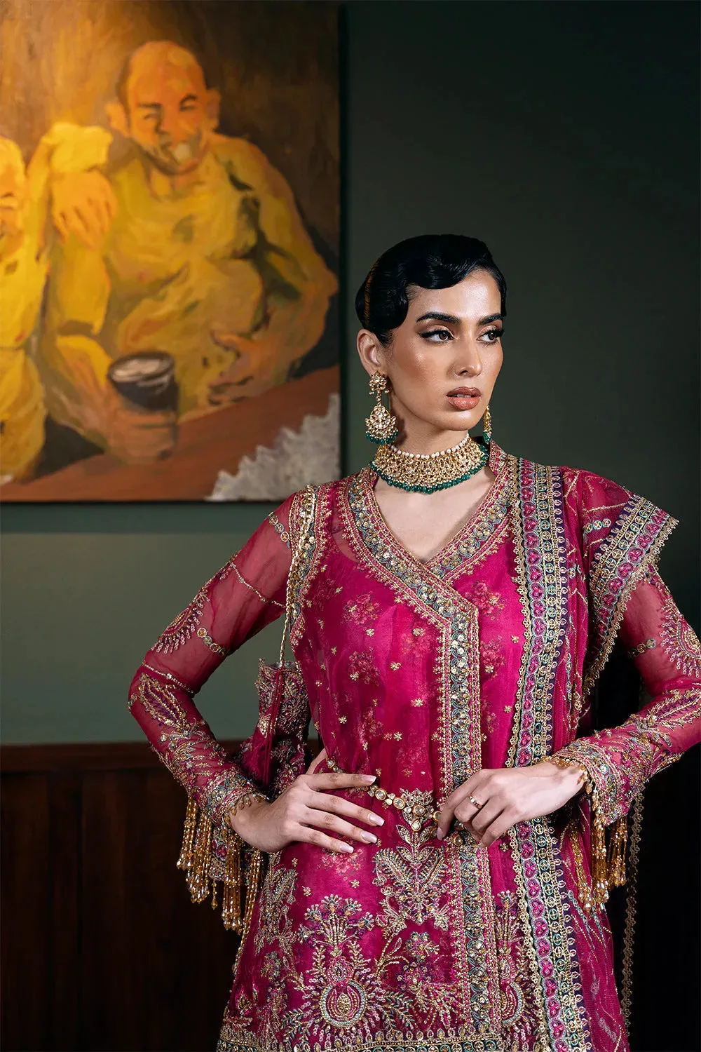 Saira Rizwan Festive Formals 24 Magenta Raw Silk – view 4 – Poshaq