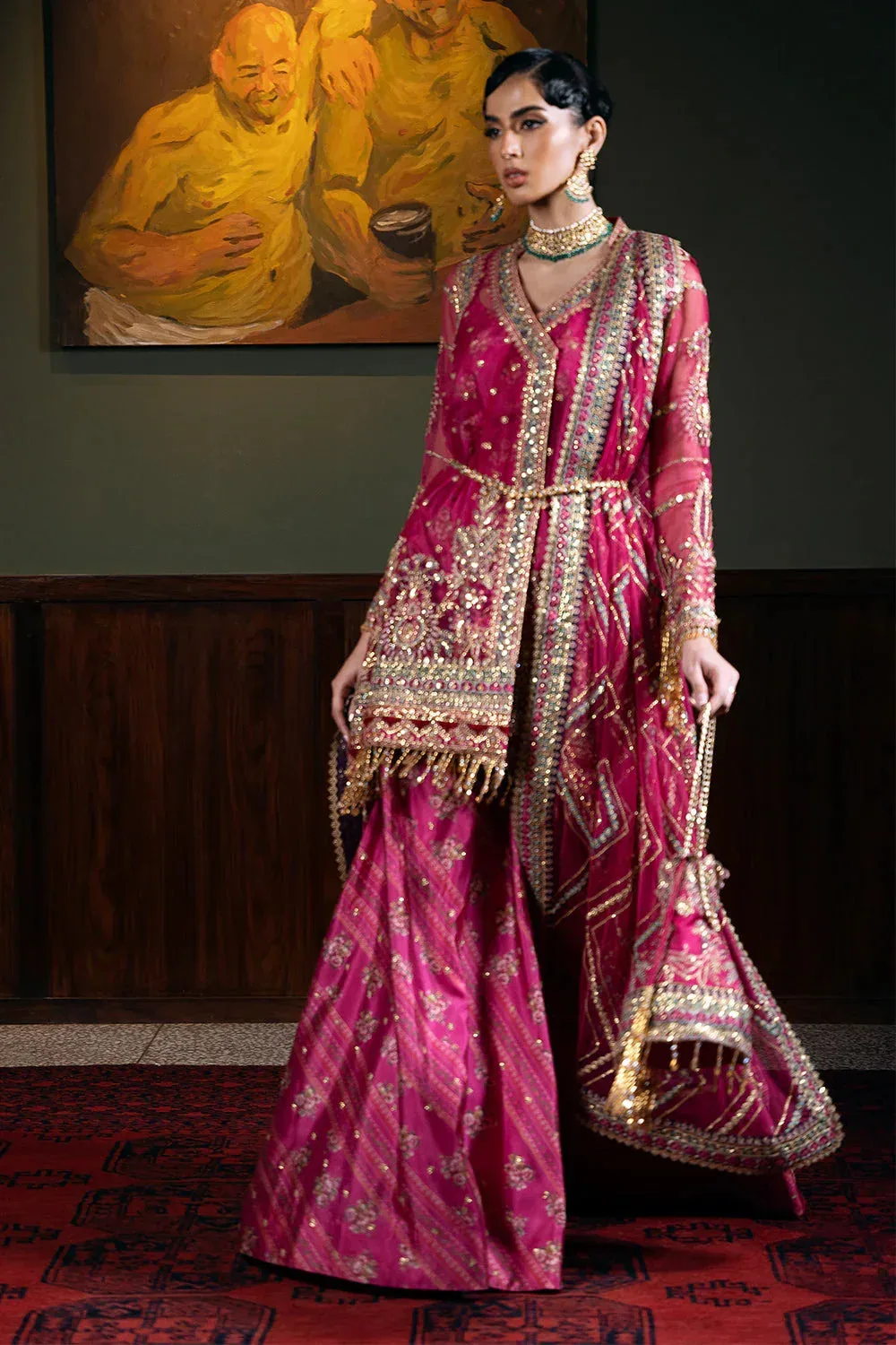 Saira Rizwan Festive Formals 24 Magenta Raw Silk – view 6 – Poshaq