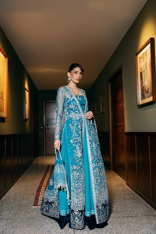 Saira Rizwan Festive Formals 24 Teal Raw Silk – view 1 – Poshaq