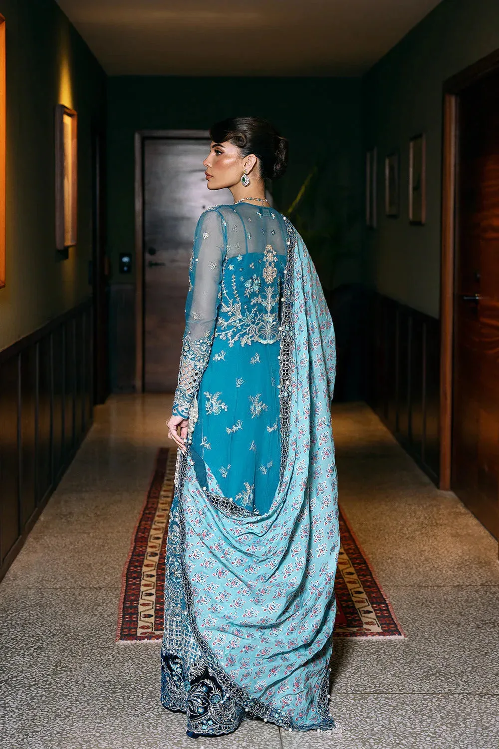 Saira Rizwan Festive Formals 24 Teal Raw Silk – view 3 – Poshaq