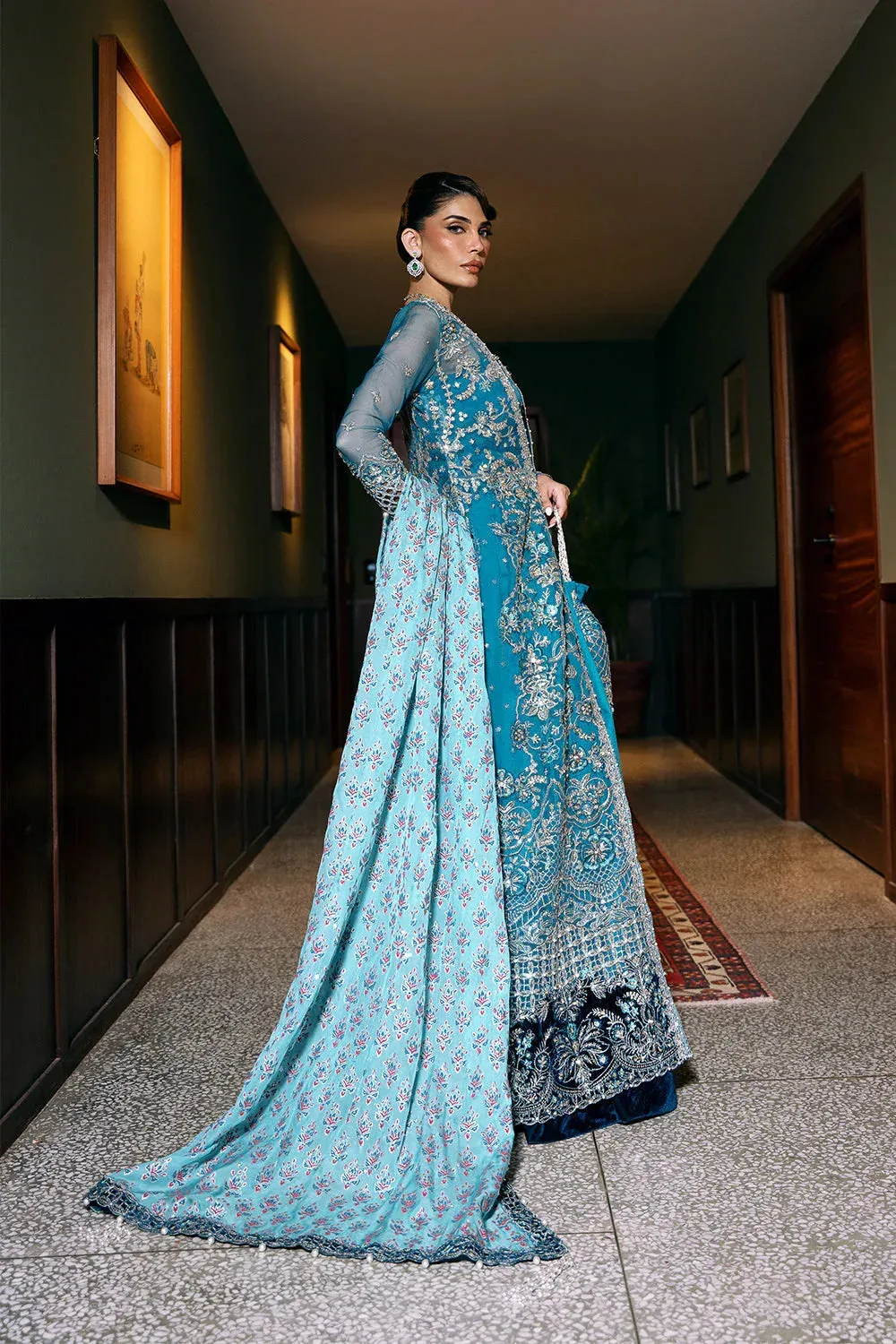 Saira Rizwan Festive Formals 24 Teal Raw Silk – view 6 – Poshaq
