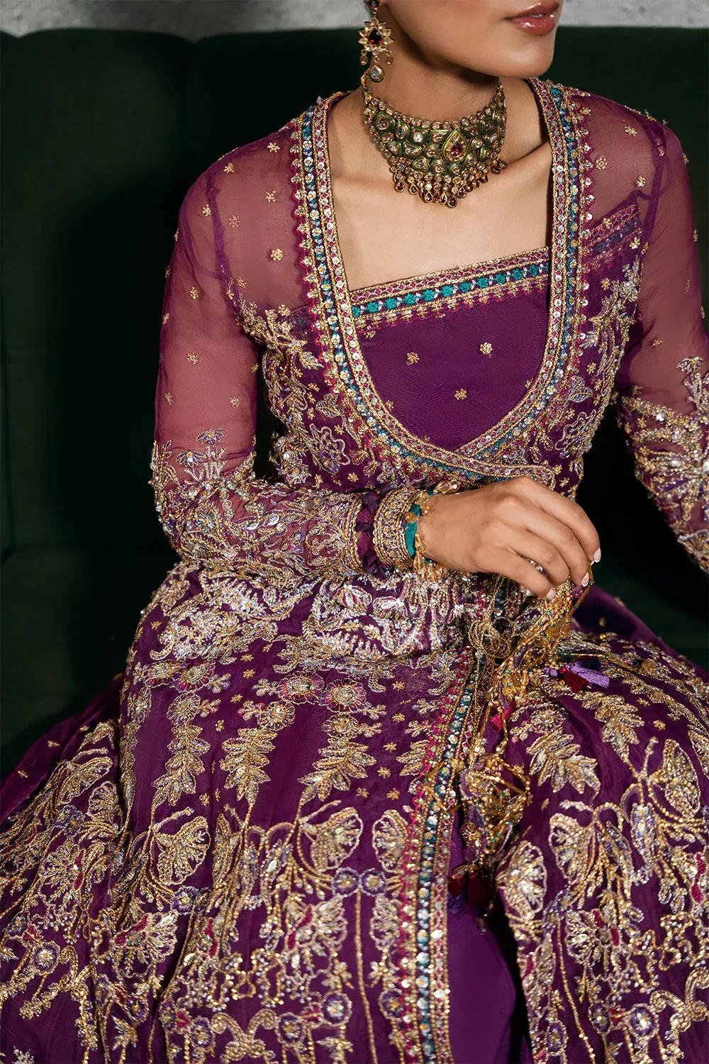 Saira Rizwan Festive Formals 24 Plum Raw Silk – view 3 – Poshaq