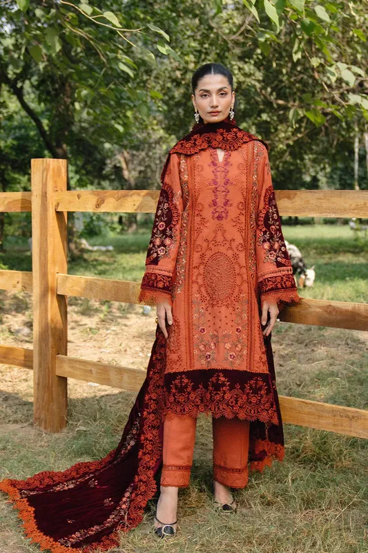 Saira Rizwan Winter 2024 Rust Karandi – view 1 – Poshaq