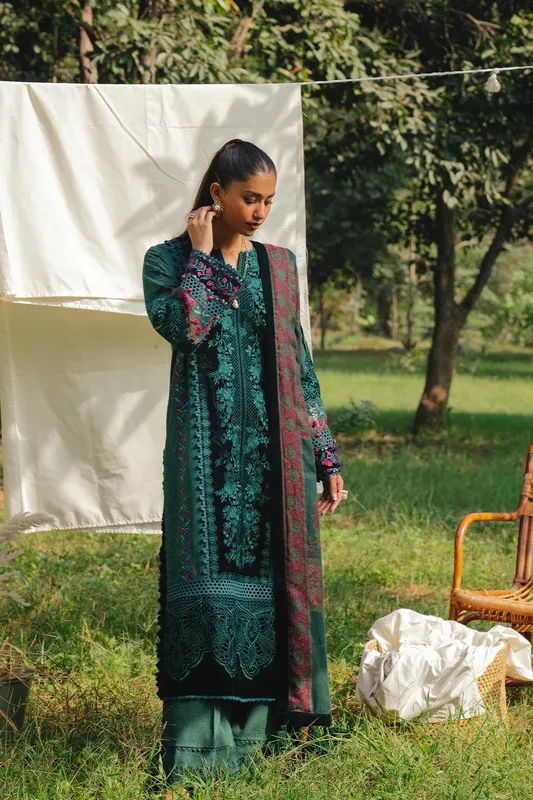 Saira Rizwan Winter 2024 Teal Green Jacquard – view 1 – Poshaq