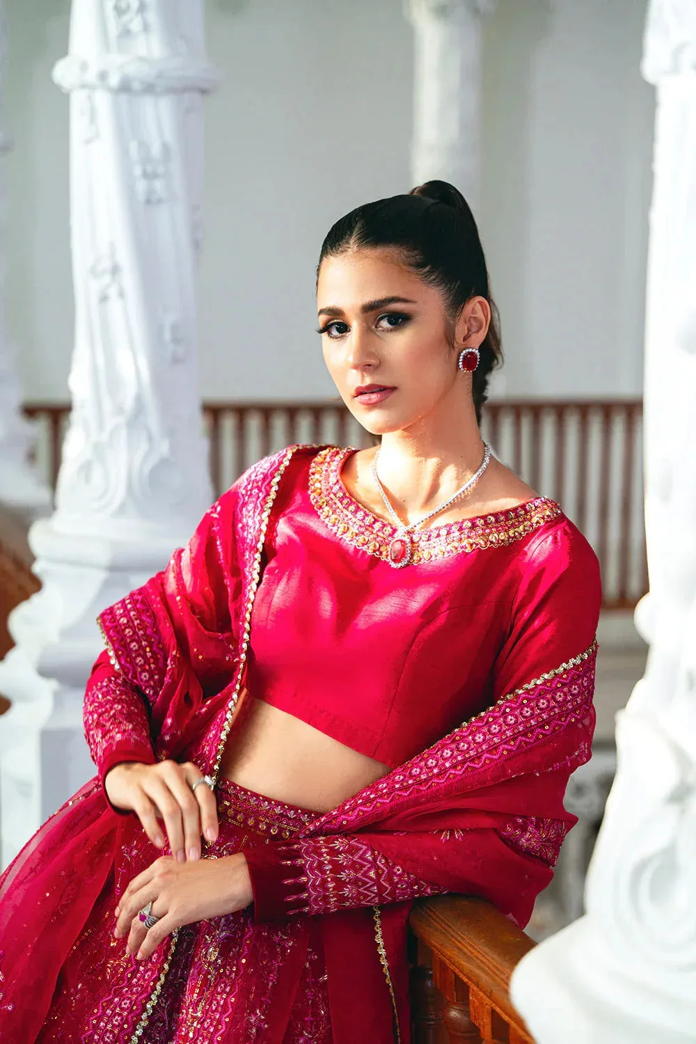 Saira Rizwan Naqsh Festive Fuchsia Raw Silk – view 13 – Poshaq