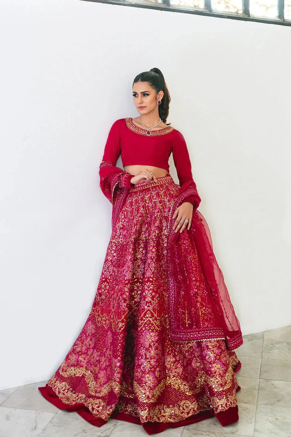 Saira Rizwan Naqsh Festive Fuchsia Raw Silk – view 6 – Poshaq